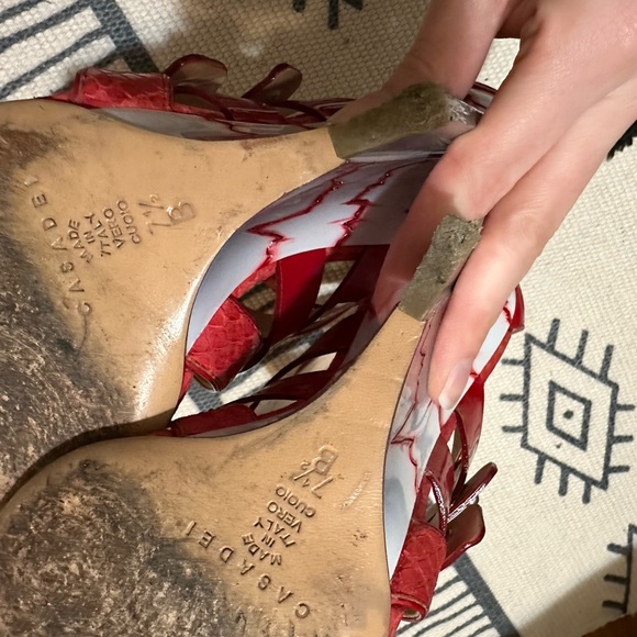 👠 Casadei Prabal Gurung Red Patent Cardiogram Wedges Platform Sandals Heels - Picture 11 of 15